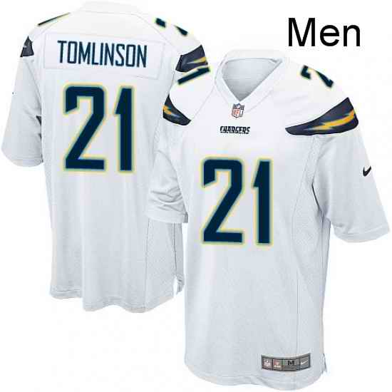 Men Nike Los Angeles Chargers 21 LaDainian Tomlinson Game White NFL Jersey